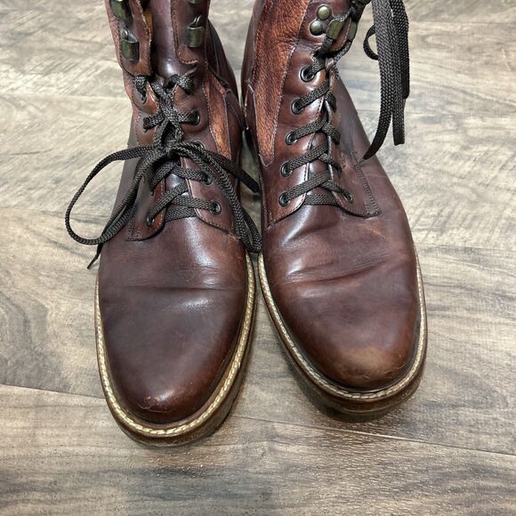 Franco Cuadra Brown Leather Ankle Lace up/ZIPPER dress boots Men\'s US 10/MEX 29